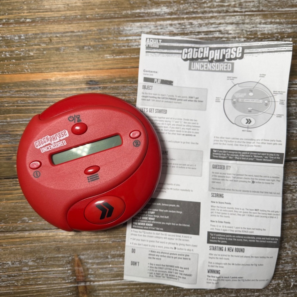 Hasbro Catch Phrase Uncensored Electronic Handheld Adult Party Game Red Tested